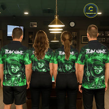 Load image into Gallery viewer, Green Funny 8 Ball Pool Flame Smoke Billiard Shirt For Women Custom Billiard Team Jersey Uniform TDM5695