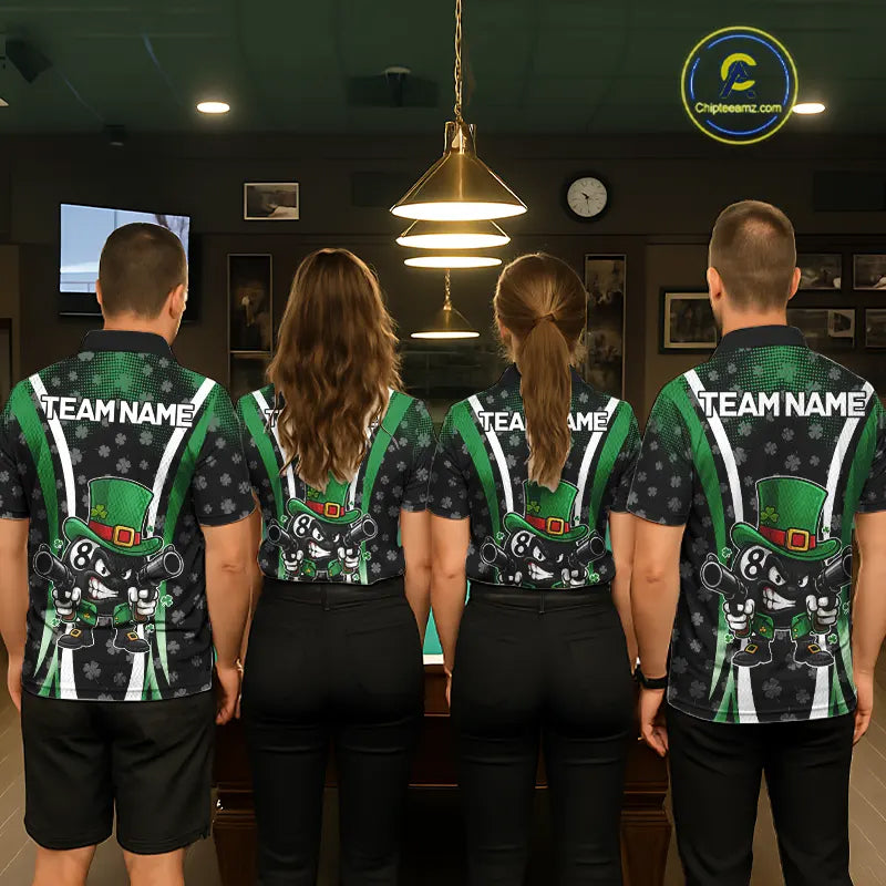 Custom St Patrick Day 8 Ball Pool Billiard Shirt For Men, Luckiest Shamrock Billiard Team Jersey TDM5698