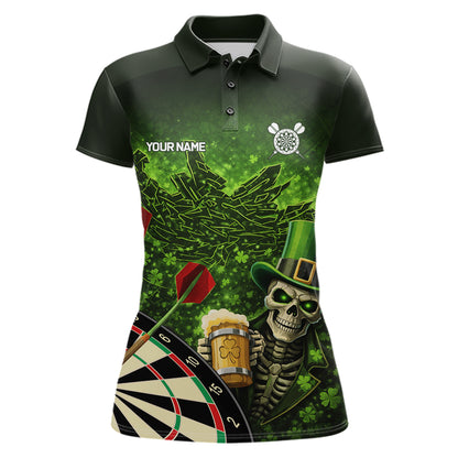 St Patrick Day Skull Darts Shirt Pocket Option For Women Custom Darts Jersey TDM5700