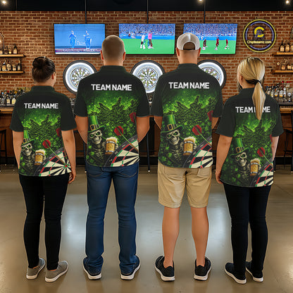 St Patrick Day Skull Darts Shirt Pocket Option For Men Custom Darts Jersey TDM5700