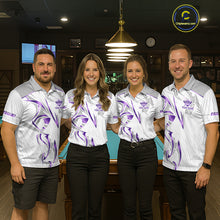Load image into Gallery viewer, White And Purple Custom Crown 8 Ball Men's Billiards Shirts, Billiard Jersey Team Polo &amp; 1/4 Zip TDM6054