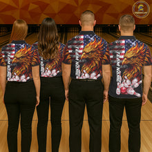 Load image into Gallery viewer, Bowling Team Wearing Smoke American Flag Phoenix Bowling Polo Shirts Back View
