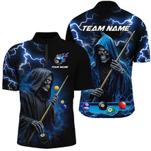 Load image into Gallery viewer, Blue Grim Reaper Billiard Shirts For Men Custom Thunder Lightning Team League Billiard Jerseys TDM2198