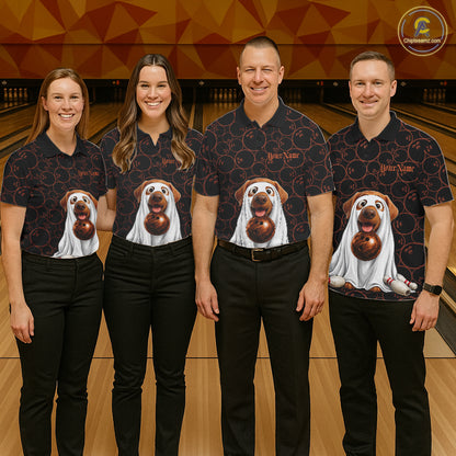 Personalized Ghostly Funny Dog Bowling Shirt For Women Custom Halloween Pumpkin Bowling Team Jersey TDM7211