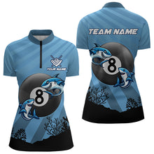Load image into Gallery viewer, Personalized Shark 8 Ball Pool Blue Women Billiard Shirts Custom Funny Billiard Shirts Pool Jerseys TDM3210