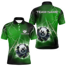 Load image into Gallery viewer, Personalized Green 3D Thunder Lightning 8 Ball Pool Billiard Shirts For Men, Billiard Team Jerseys TDM3549