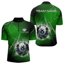 Load image into Gallery viewer, Personalized Green 3D Thunder Lightning 8 Ball Pool Billiard Shirts For Men, Billiard Team Jerseys TDM3549
