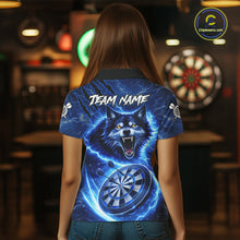 Load image into Gallery viewer, Personalized Blue Dartboard Lightning Wolf Darts Shirt For Women, Darts Team Jersey Polo &amp; 1/4 Zip TDM5918
