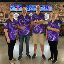 Load image into Gallery viewer, Personalized Purple Dartboard Lightning Wolf Darts Shirt For Women, Darts Team Jersey Polo &amp; 1/4 Zip TDM5919
