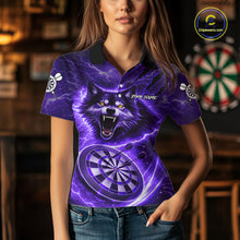 Load image into Gallery viewer, Personalized Purple Dartboard Lightning Wolf Darts Shirt For Women, Darts Team Jersey Polo &amp; 1/4 Zip TDM5919