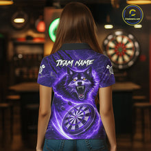 Load image into Gallery viewer, Personalized Purple Dartboard Lightning Wolf Darts Shirt For Women, Darts Team Jersey Polo &amp; 1/4 Zip TDM5919