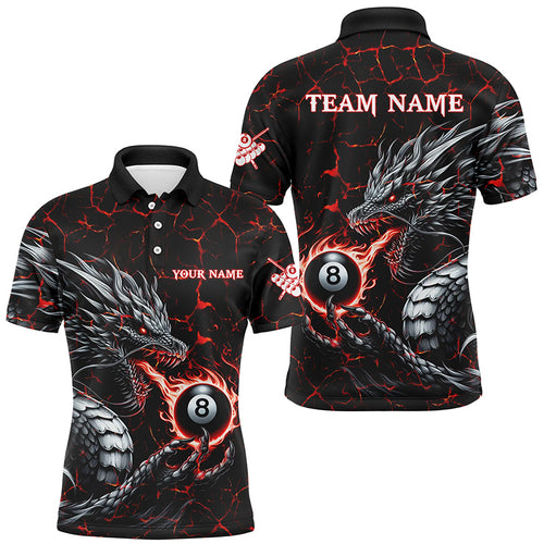 Personalized Dragon 8 Ball Pool Lightning Custom Red Men Billiard Shirts, Cool Team Billiard Jersey TDM2013