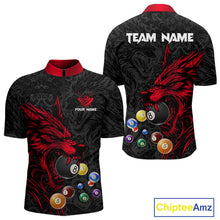 Load image into Gallery viewer, Personalized Wolf Billiard Balls Pool Shirts For Men, Black And Red Billiard League Team Jerseys TDM5202