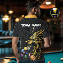 Load image into Gallery viewer, Personalized Wolf Billiard Balls Pool Shirts For Men, Black And Gold Billiard League Team Jerseys TDM5204