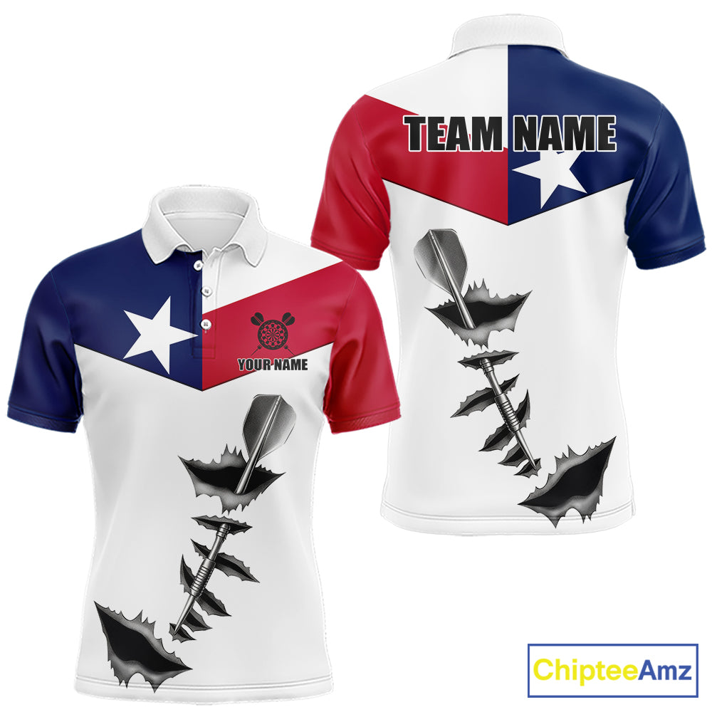 Personalized Texas Flag Steel Tip Dart Polo & 1/4 Zip For Men Custom Texas Darts Team Jersey TDM5451