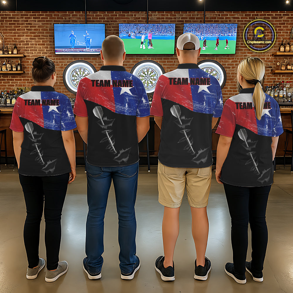 Personalized Texas Flag Steel Tip Dart Polo & 1/4 Zip For Women Custom Texas Darts Team Jersey TDM5452
