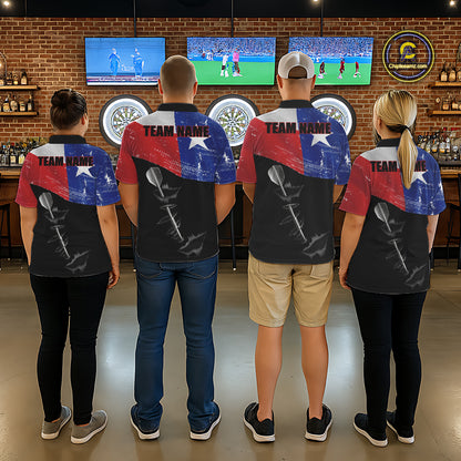 Personalized Texas Flag Steel Tip Dart Polo & 1/4 Zip For Women Custom Texas Darts Team Jersey TDM5452