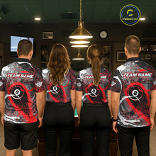 Load image into Gallery viewer, Red Grunge 8 Ball Pool Custom Billiard Shirts For Women, Billiard Team Jerseys Polo 1/4 Zip TDM6073