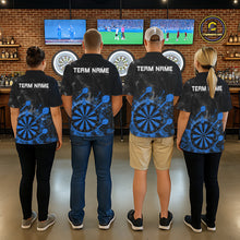 Load image into Gallery viewer, Blue Dartboard Splatter Smoke Darts Shirt For Men Custom Grunge Darts Team Jersey Polo &amp; 1/4 Zip TDM6506