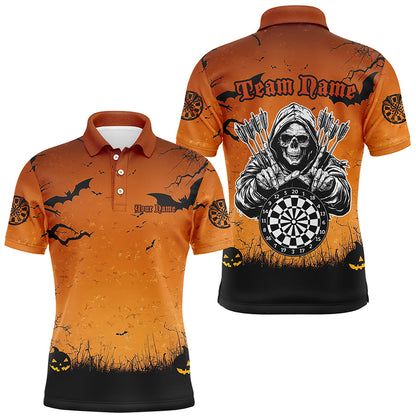 Orange Halloween Spook Night Custom Men Dart Shirts,  Grim Reaper Halloween Darts Gift TDM2737