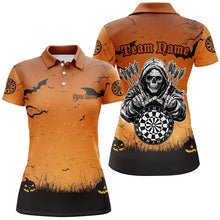 Load image into Gallery viewer, Orange Halloween Spook Night Custom Women Dart Shirts,  Grim Reaper Halloween Darts Gift TDM2737