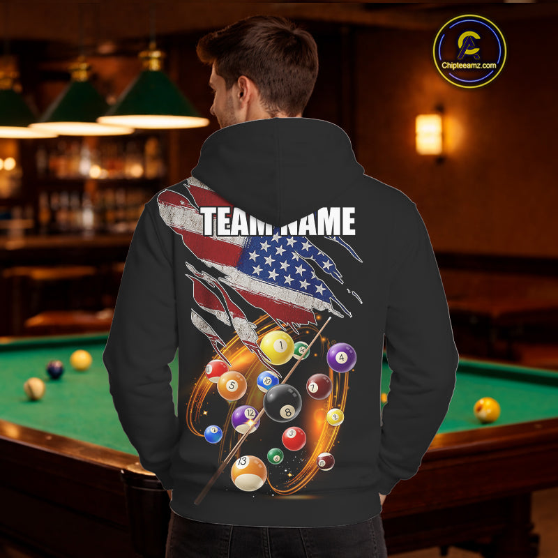 American Flag Pool Balls Billiard Hoodie For Men And Women, Patriotic Billiard Hoodie Jersey TDM5730