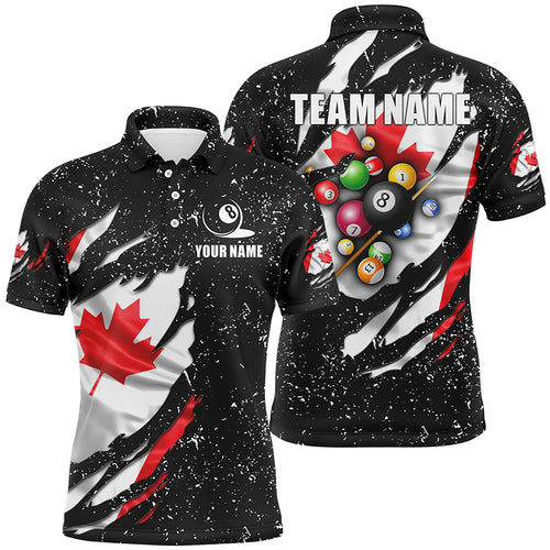 Grunge Canada Flag 3D Billiard Balls Polo Shirts For Men Custom Patriotic Billiard Jerseys Attire TDM1240