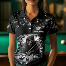 Load image into Gallery viewer, Black White Funny Death Skeleton 8 Ball Pool Women Billiard Shirts Custom Lightning Billiard Jerseys TDM3726