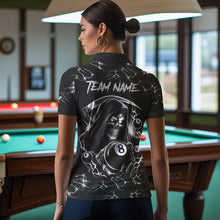 Load image into Gallery viewer, Black White Funny Death Skeleton 8 Ball Pool Women Billiard Shirts Custom Lightning Billiard Jerseys TDM3726