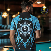 Load image into Gallery viewer, Black And Blue 8 Ball Pool Ice Billiard Shirt For Men, Funny Pool Team Jersey Polo &amp; 1/4 Zip TDM6338