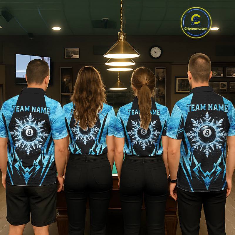 Black And Blue 8 Ball Pool Ice Billiard Shirt For Women, Funny Pool Team Jersey Polo & 1/4 Zip TDM6338