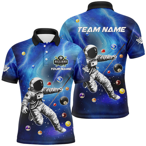 Personalized Astronaut Billiard Balls 3D Printed Shirts For Men Custom Funny Billiard Apparel |Blue TDM2015
