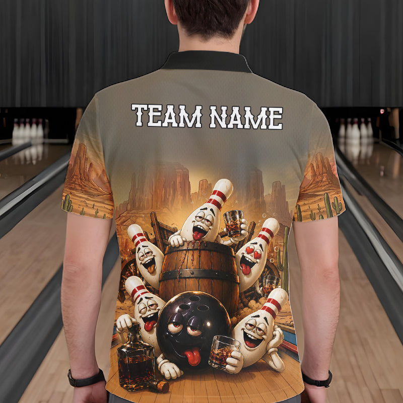 Funny Bourbon Drunk Bowling Pins Vintage Bowling Shirts For Men Custom Bowling Team Jersey TDM7251