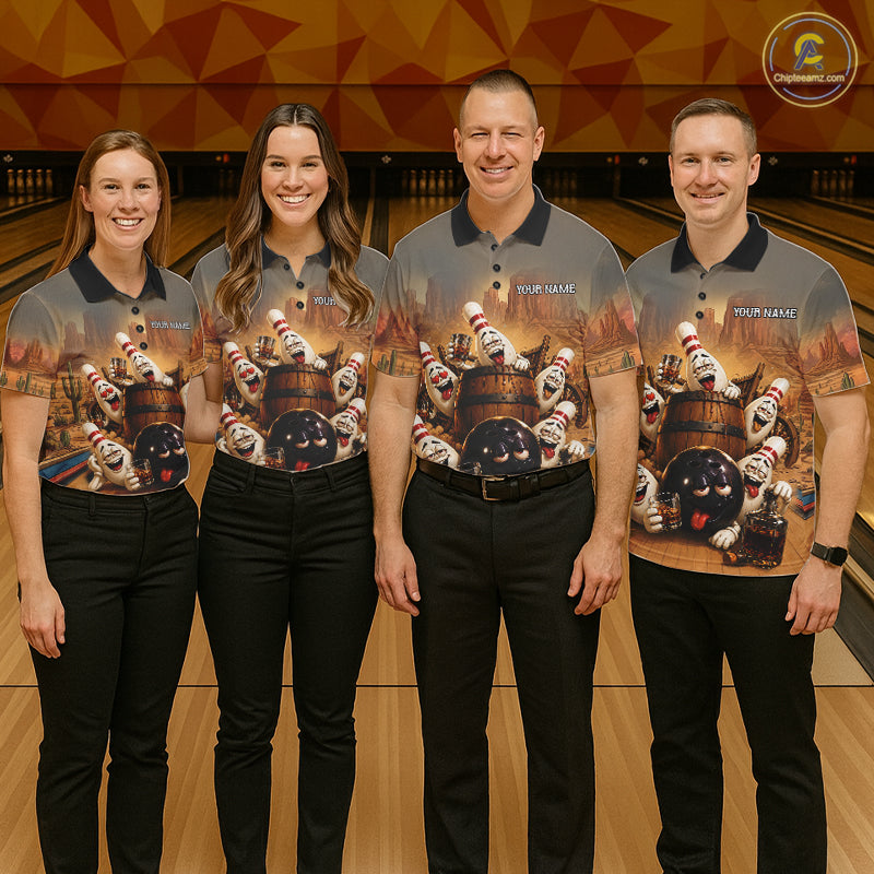 Funny Bourbon Drunk Bowling Pins Vintage Bowling Shirts For Men Custom Bowling Team Jersey TDM7251