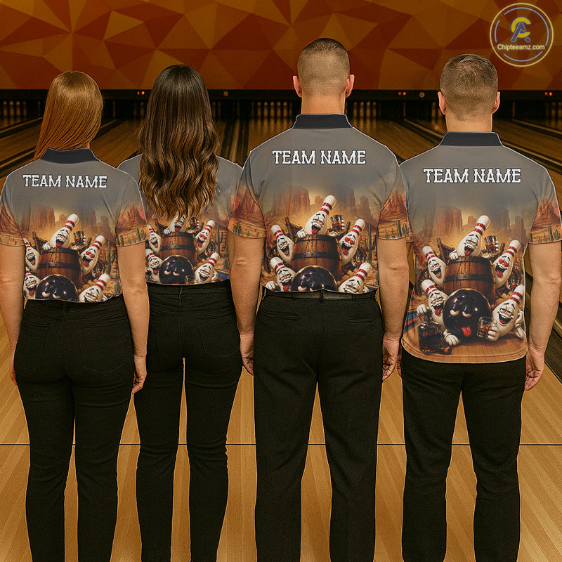 Funny Bourbon Drunk Bowling Pins Vintage Bowling Shirts For Men Custom Bowling Team Jersey TDM7251