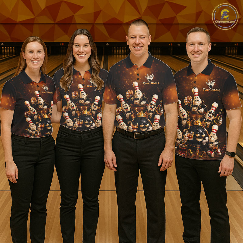 Funny Crown Drunk Bowling Pins Bourbon Vintage Bowling Shirts For Women Custom Bowling Team Jersey TDM7254