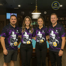 Load image into Gallery viewer, Personalized 9 Ball Pool Wolf Billiard Shirt For Women, Billiard Team Jersey Polo &amp; 1/4 Zip|Purple TDM5469