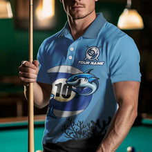 Load image into Gallery viewer, Personalized Shark 10 Ball Pool Blue Men Billiard Shirts Custom Funny Billiard Shirts Pool Jerseys TDM3427