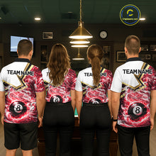 Load image into Gallery viewer, Red 8 Ball Flame Smoke Golden Billiard Shirt For Women Custom Pool Team Jersey Polo &amp; 1/4 Zip TDM5736