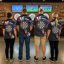 Load image into Gallery viewer, Custom Grunge American Flag Darts Shirt For Women, Patriotic Darts Team Jersey Polo &amp; 1/4 Zip TDM5929