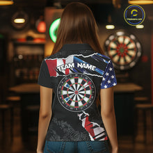 Load image into Gallery viewer, Custom Grunge American Flag Darts Shirt For Women, Patriotic Darts Team Jersey Polo &amp; 1/4 Zip TDM5929