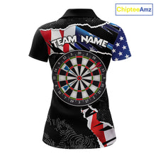 Load image into Gallery viewer, Custom Grunge American Flag Darts Shirt For Women, Patriotic Darts Team Jersey Polo &amp; 1/4 Zip TDM5929