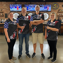 Load image into Gallery viewer, American Flag Aim Shoot Swear Repeat Darts Shirt For Women Custom Darts Jersey Team Polo &amp; 1/4 Zip TDM5930
