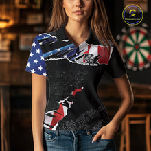 Load image into Gallery viewer, American Flag Aim Shoot Swear Repeat Darts Shirt For Women Custom Darts Jersey Team Polo &amp; 1/4 Zip TDM5930