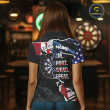 Load image into Gallery viewer, American Flag Aim Shoot Swear Repeat Darts Shirt For Women Custom Darts Jersey Team Polo &amp; 1/4 Zip TDM5930