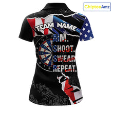Load image into Gallery viewer, American Flag Aim Shoot Swear Repeat Darts Shirt For Women Custom Darts Jersey Team Polo &amp; 1/4 Zip TDM5930