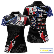 Load image into Gallery viewer, American Flag Aim Shoot Swear Repeat Darts Shirt For Women Custom Darts Jersey Team Polo &amp; 1/4 Zip TDM5930