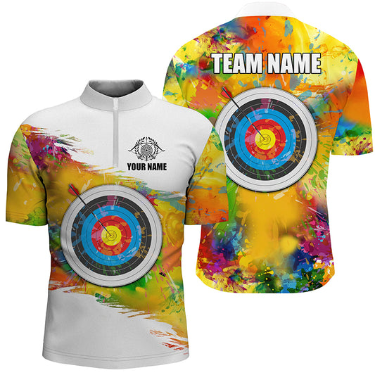 Colorful 3D Target Archery Men Polo & Quarter-Zip Shirt Custom Archery Jerseys Attire For Archer TDM1621