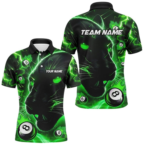 Personalized Green 8 Ball Pool Panther 3D Billiard Shirts For Men, Team League Billiard Jerseys TDM2245