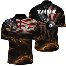 Load image into Gallery viewer, Personalized American Flag Vintage Smoke Billiard Shirts For Men, Patriotic Billiard Team Jerseys TDM2499